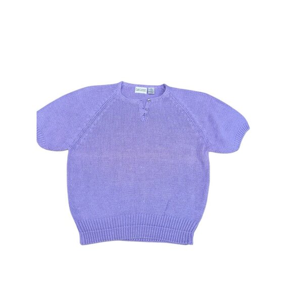 Vintage 1980s Club Classic Short Sleeved Sweater Lilac Size M - Picture 8 of 9